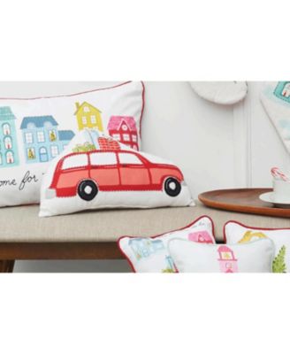 Christmas Station Wagon Car Cotton Blend Mini Accent Pillow 9.5" x 16"