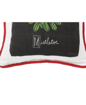 Christmas Mistletoe Alphabet 100% Cotton Printed Mini Accent Pillow 8" x 8"