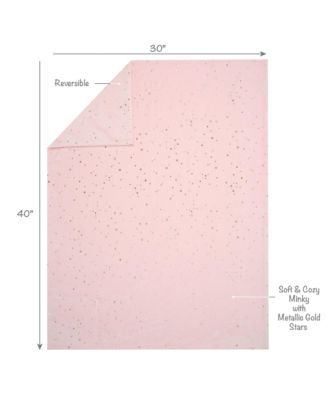 Ballerina Baby Pink with Gold Stars 2-Sided Soft Baby Blanket
