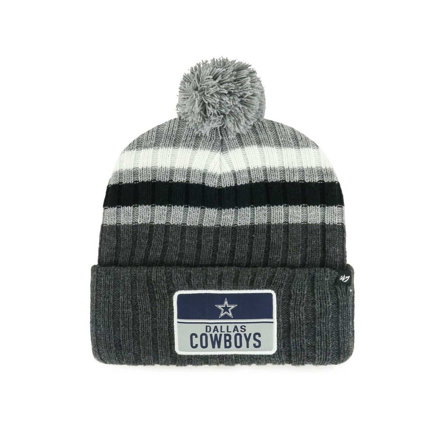 Men's Gray Dallas Cowboys Stack Cuffed Knit Hat with Pom