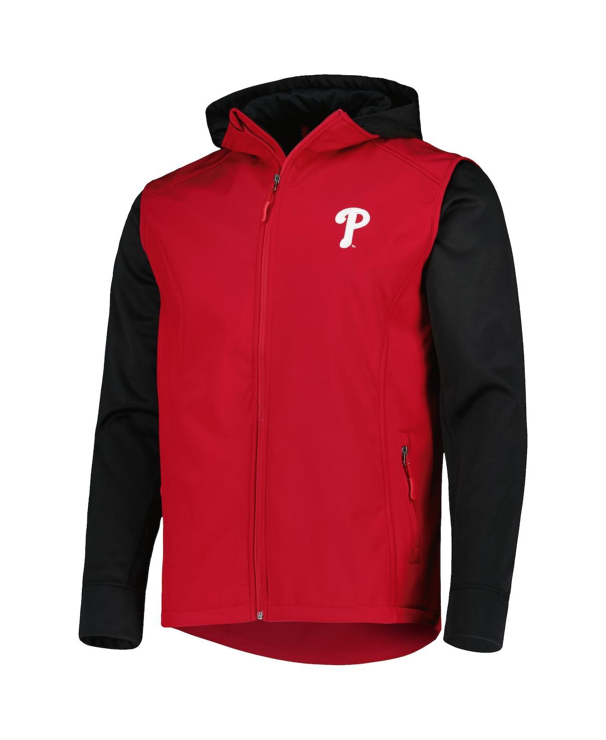 DUNBROOKE MEN'S DUNBROOKE RED, BLACK PHILADELPHIA PHILLIES ALPHA FULL-ZIP JACKET 