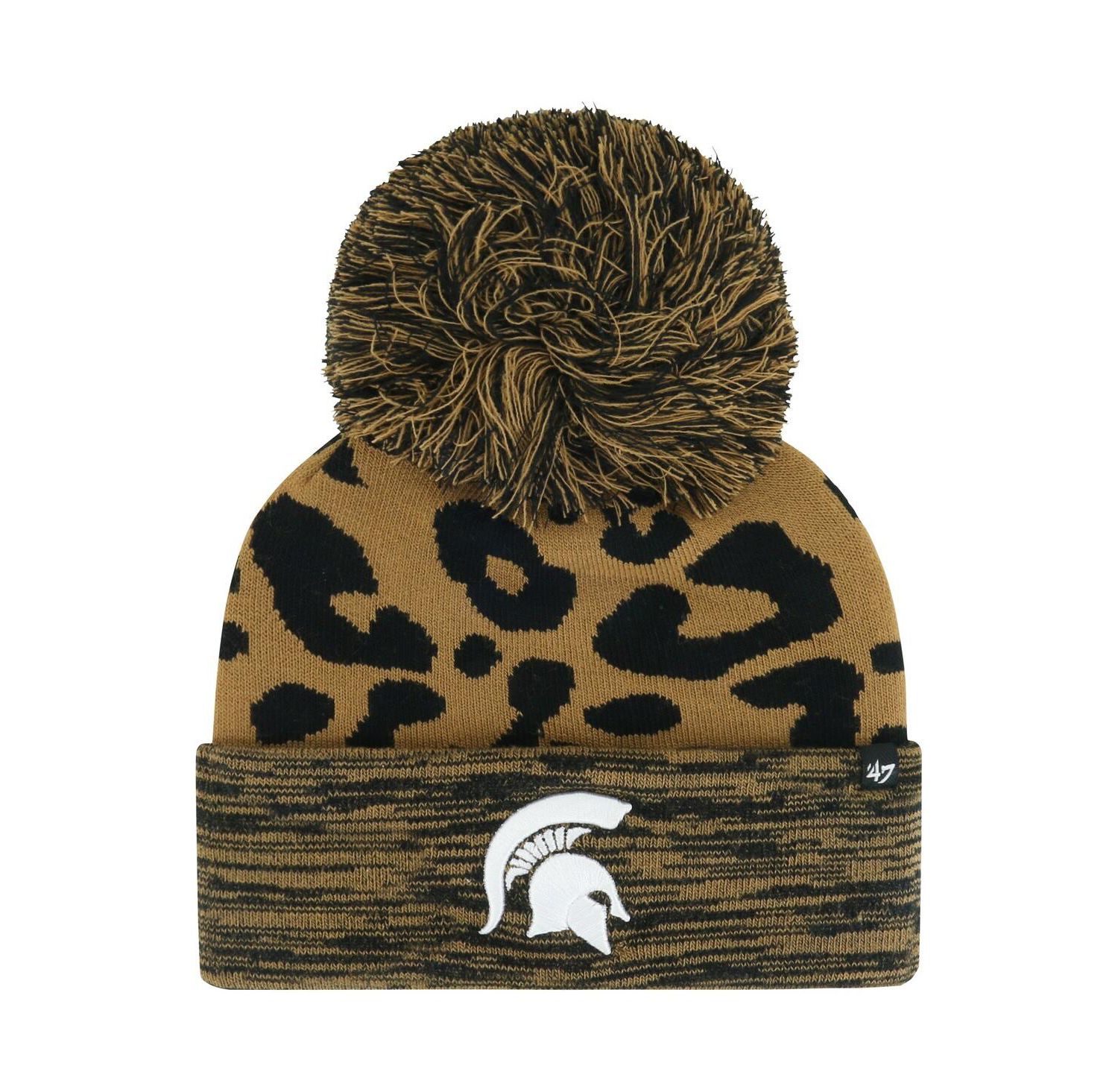 Women's Brown Michigan State Spartans Rosette Cuffed Knit Hat with Pom