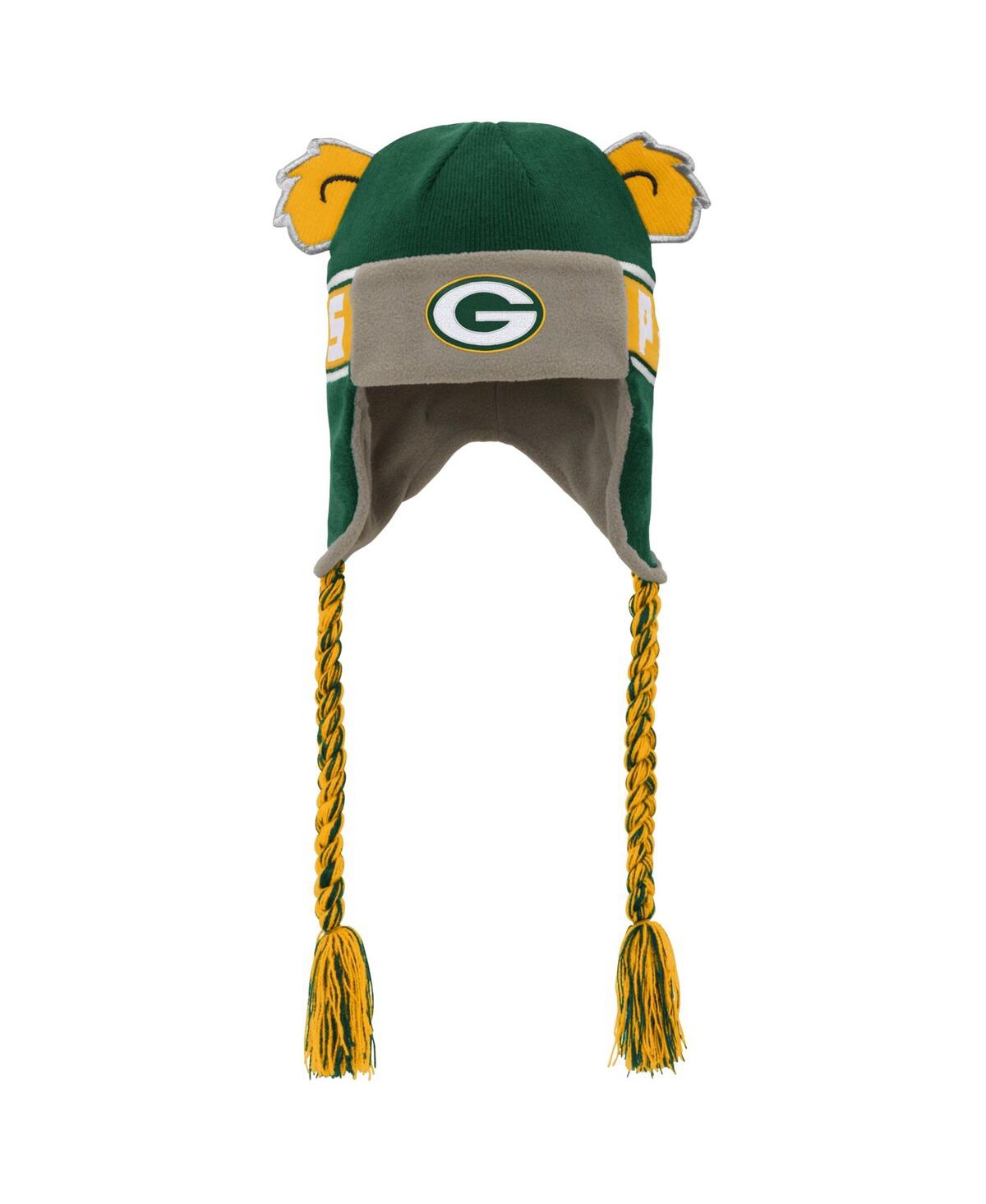 Outerstuff Babies' Youth Boys And Girls  Green Green Bay Packers Wordmark Ears Trooper Knit Hat