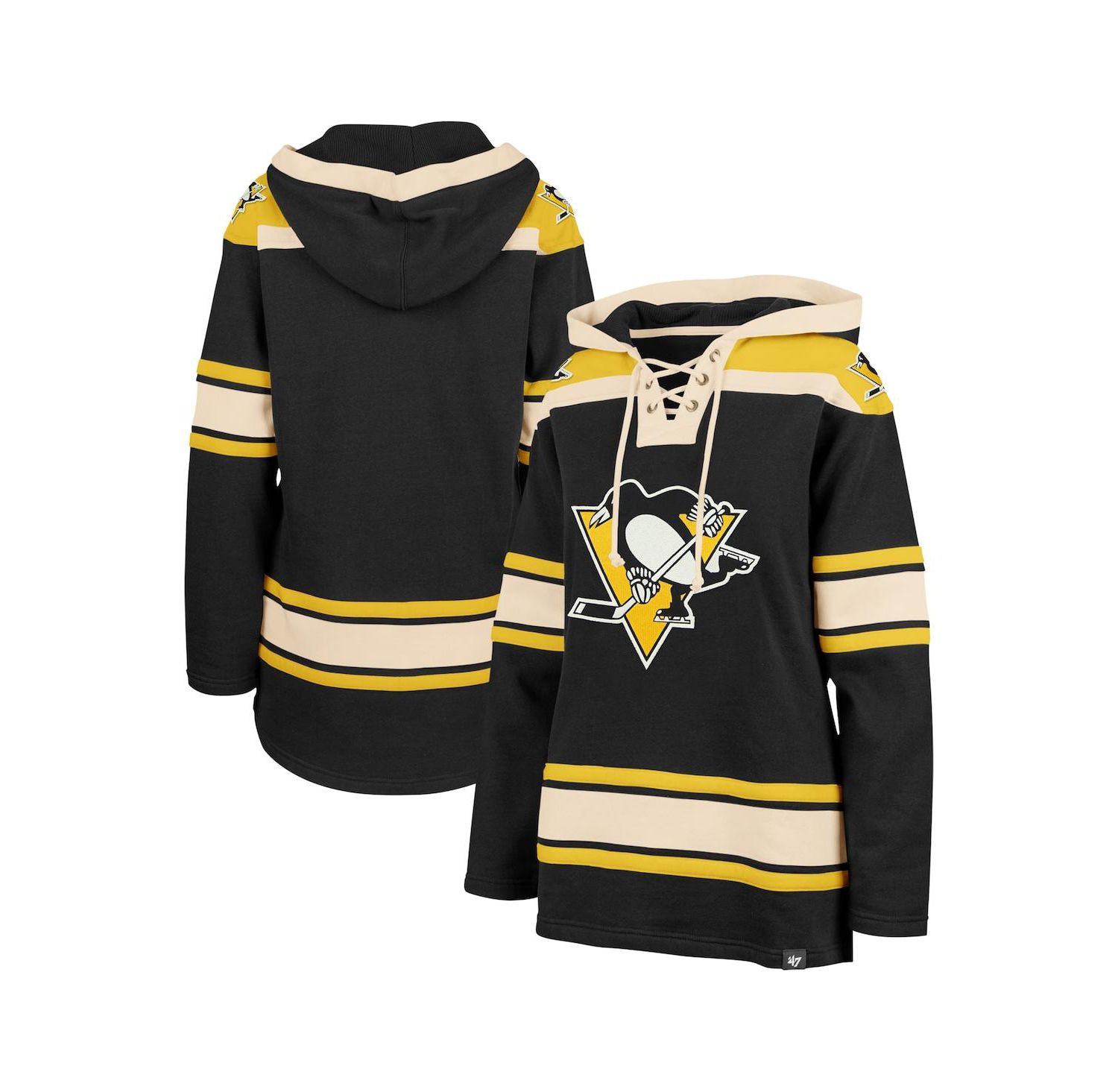 Women's Black Pittsburgh Penguins Superior Lacer Pullover Hoodie
