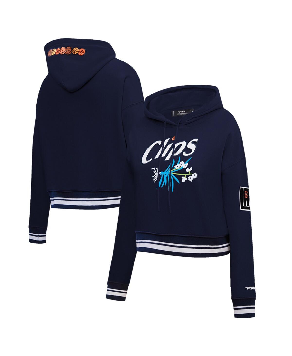 Shop Pro Standard Women's  Navy La Clippers 2023/24 City Edition Cropped Pullover Hoodie