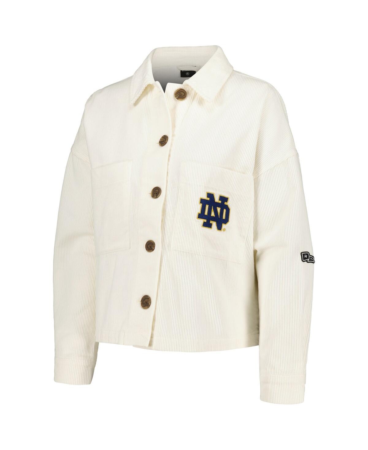 Shop Hype And Vice Women's  White Notre Dame Fighting Irish Corduroy Button-up Jacket