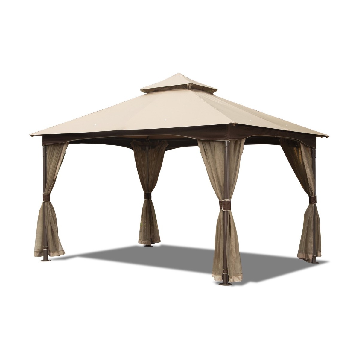 10'x13' Outdoor Gazebo with Mosquito Netting - Beige/khaki