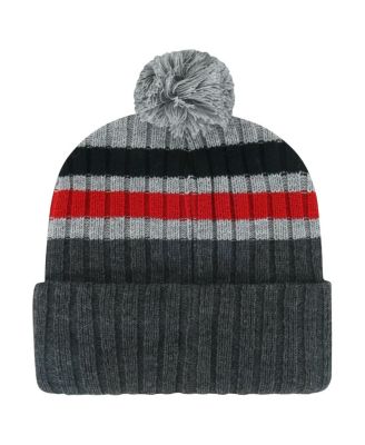 Men's Gray Chicago Blackhawks Stack Patch Cuffed Knit Hat with Pom
