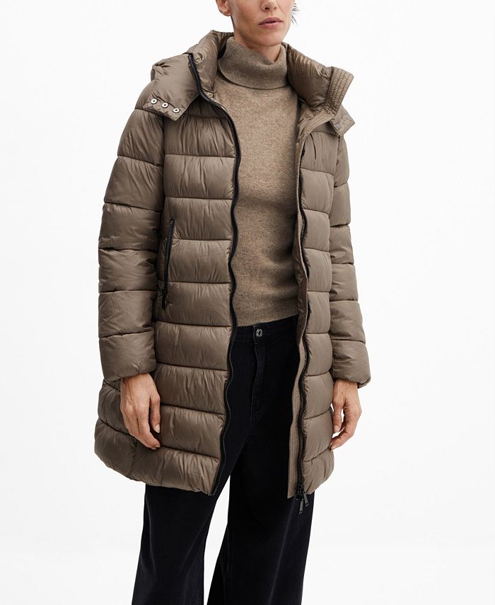 MANGO Women's Hood Quilted Coat Macy's
