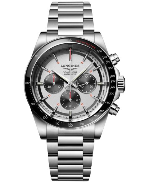 Мужские часы Longines Swiss Automatic Chronograph Conquest Stainless Steel Bracelet Watch 42mm