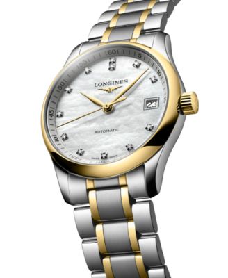 Women's Swiss Automatic Master Diamond (1/20 ct. t.w.) 18k Gold & Stainless Steel Bracelet Watch 34mm