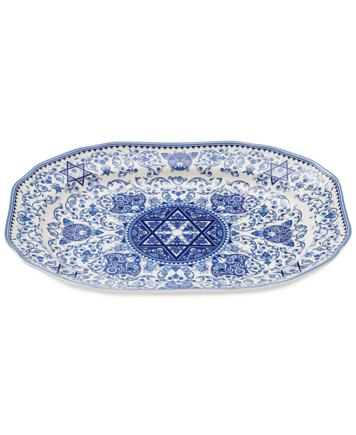 Spode Hanukkah Oval Platter - Blue And White