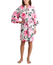 Linea Donatella Flower Child Sheer Lace-Trim Kimono Robe Lingerie - Macy's