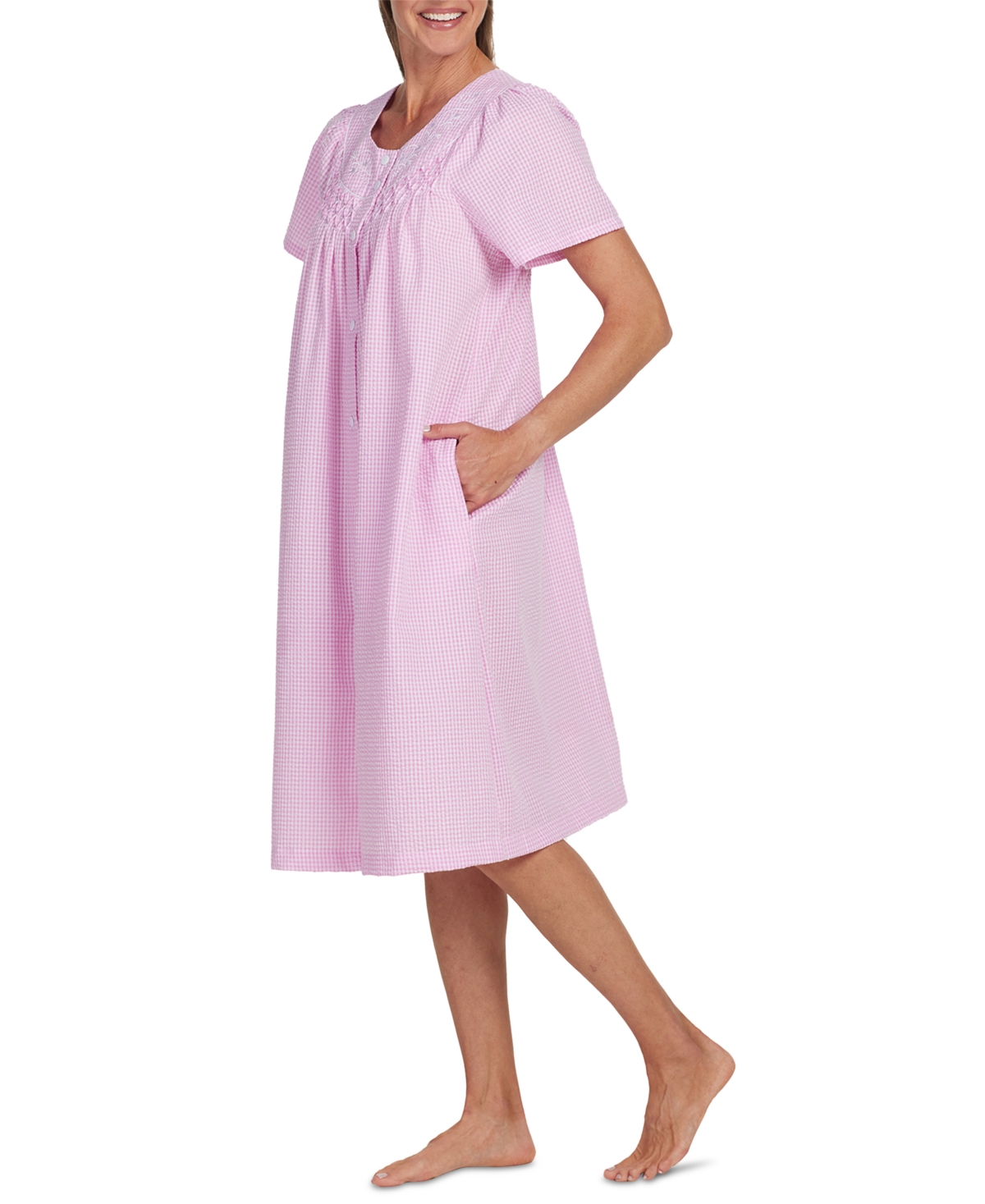 Miss Elaine Women's Embroidered Short Grip Robe