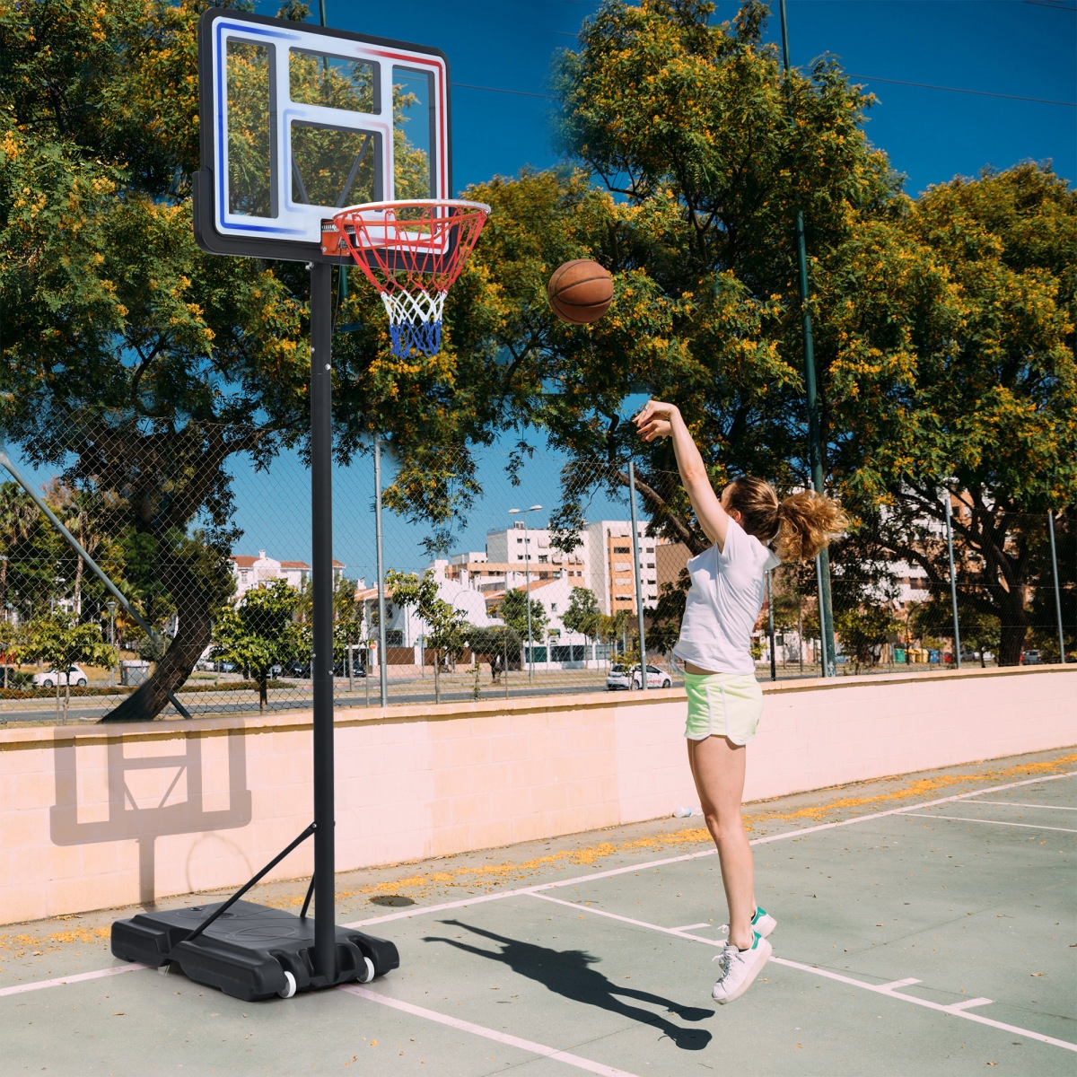 Height-Adjustable Led Basketball Hoop System - Black