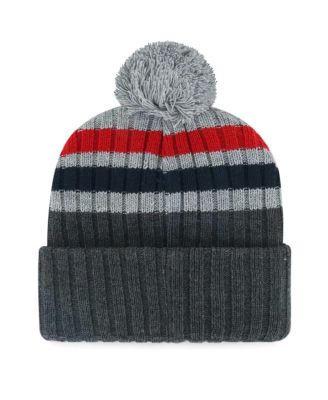 Men's Gray Boston Red Sox Stack Cuffed Knit Hat with Pom