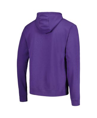 Men's Purple Distressed LSU Tigers Bendy Arch Essential Pullover Hoodie