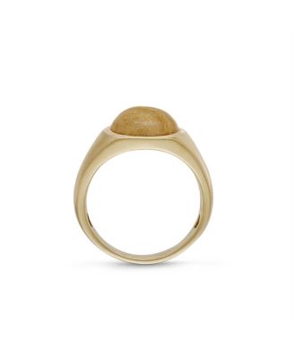 Wood Jasper Iconic Gemstone Yellow Gold Plated Sterling Silver Men Signet Ring