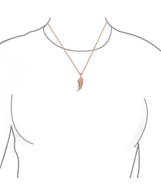 Religious Spiritual CZ Pave Accent Feather Guardian Angel Wing Pendant Necklace Sterling Silver