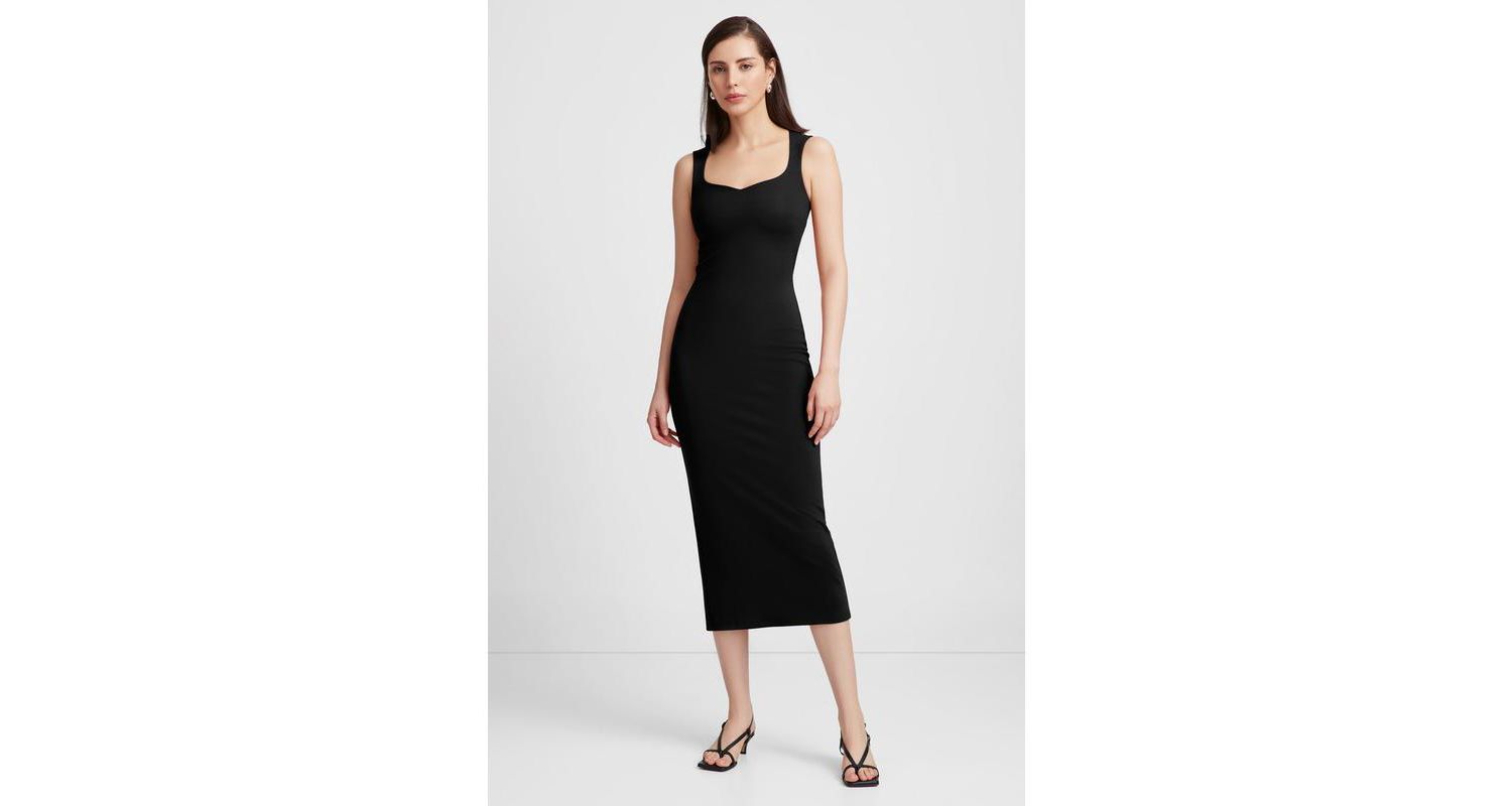 Women's Kristin Sleeveless Sweetheart-Neck Back-Slit Pencil Midi Dress