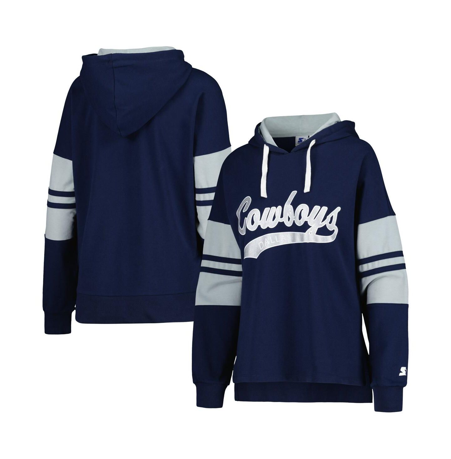 Женское худи Starter Navy Dallas Cowboys Bump And Run Long Sleeve T-shirt — фото 1