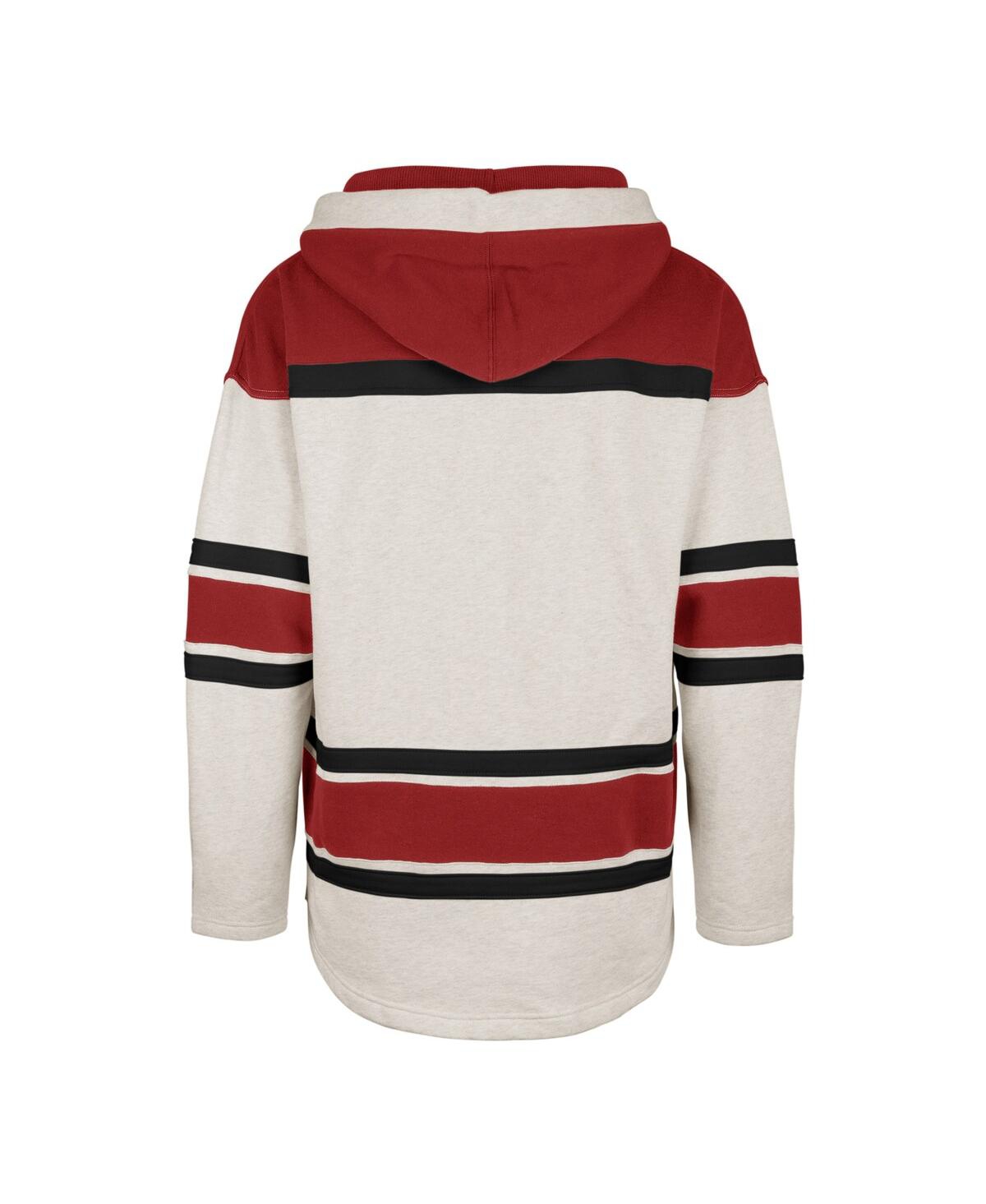 Men's '47 BrandDetroit Red Wings Rockaway Lace-Up Pullover Hoodie - Oatmeal