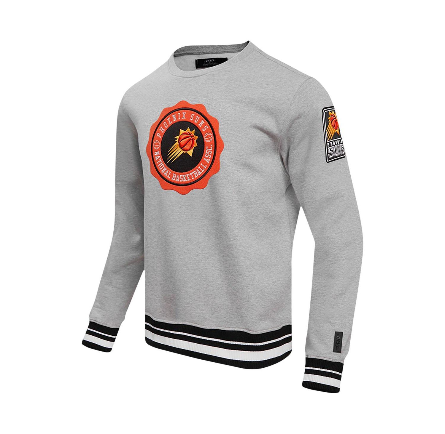 Men's Heather Gray Phoenix Suns Crest Emblem Pullover Sweatshirt