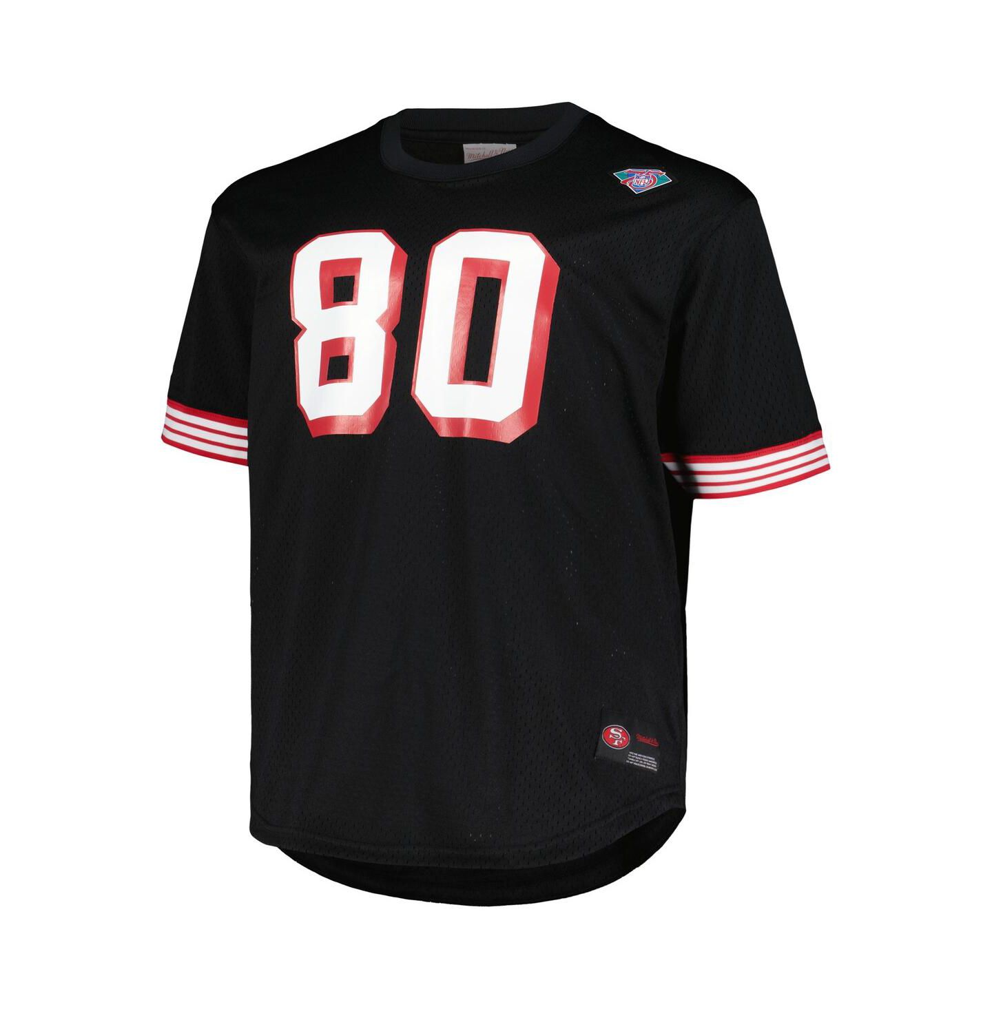 Мужской топ Mitchell & Ness Jerry Rice Black San Francisco 49ers Big and Tall Mesh Player Name and Number Top — фото 2