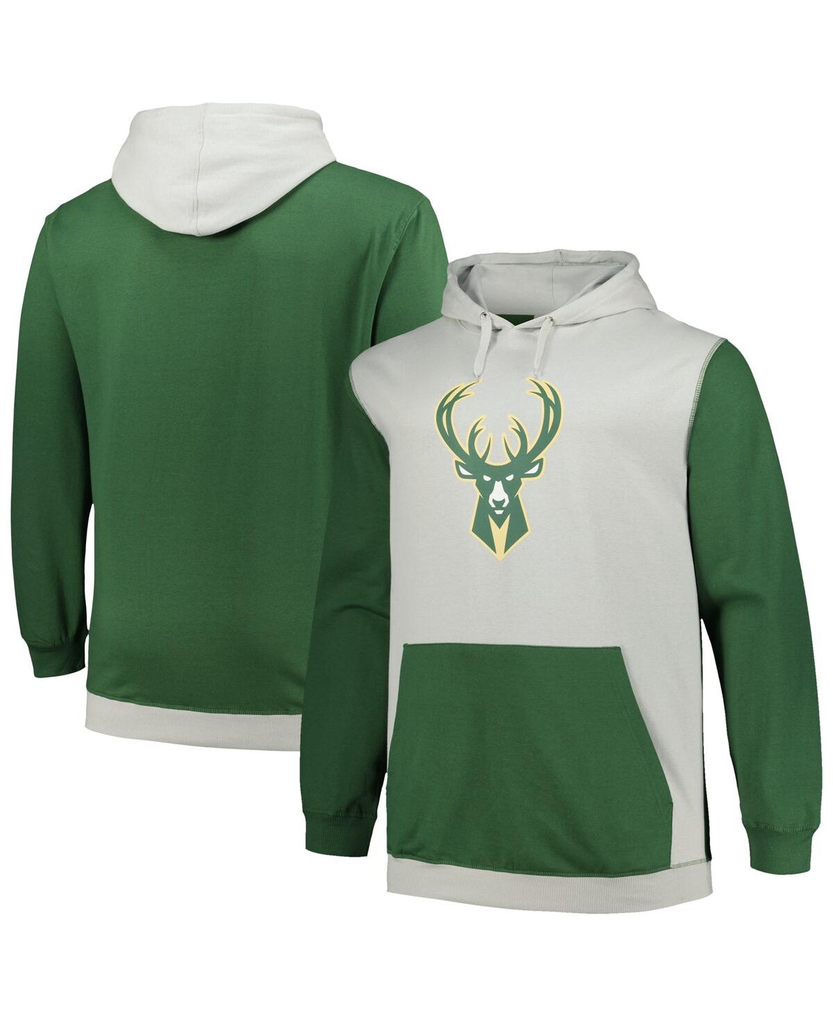 Shop Fanatics Men's  Hunter Green, Silver Milwaukee Bucks Big And Tall Primary Arctic Pullover Hoodie In Hunter Green,silver