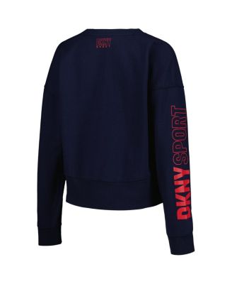 Women's Navy Atlanta Braves Lily V-Neck Pullover Sweatshirt
