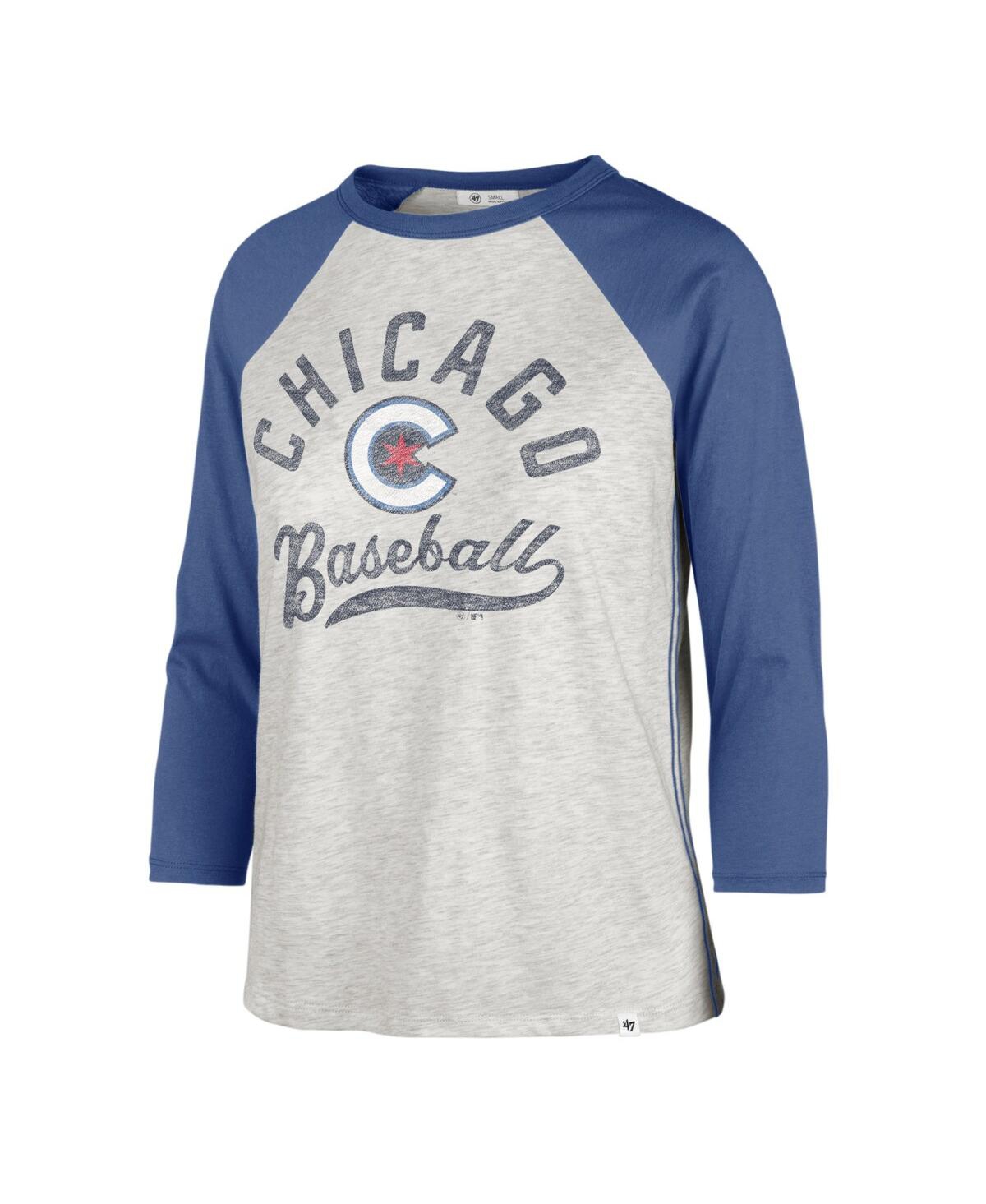 Shop 47 Brand Women's ' Gray Distressed Chicago Cubs City Connect Retro Daze Ava Raglan 3/4-sleeve T-shirt