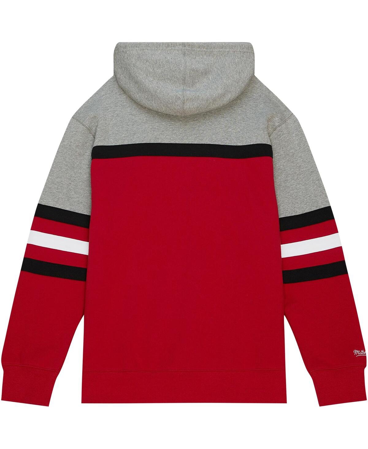 Mitchell & Ness Men's  Red, Gray New Jersey Devils Head Coach Pullover Hoodie In Red,gray