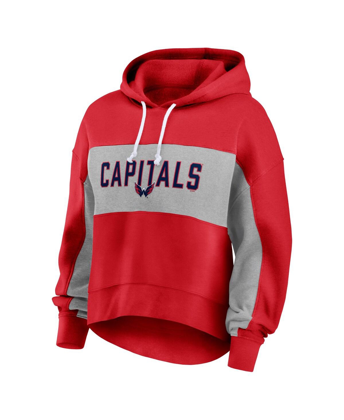 Shop Fanatics Women's  Red Washington Capitals Filled Stat Sheet Pullover Hoodie