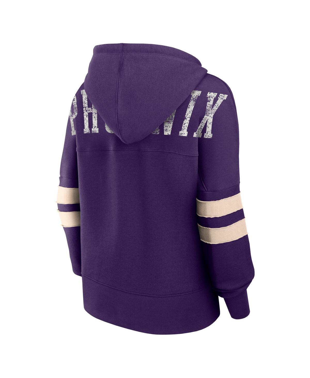 FANATICS WOMEN'S FANATICS PURPLE DISTRESSED PHOENIX SUNS BOLD MOVE DOLMAN V-NECK PULLOVER HOODIE