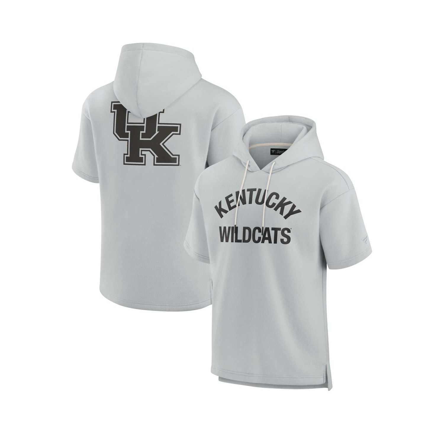 Men's and Women's Gray Kentucky Wildcats Super Soft Fleece Short Sleeve Pullover Hoodie