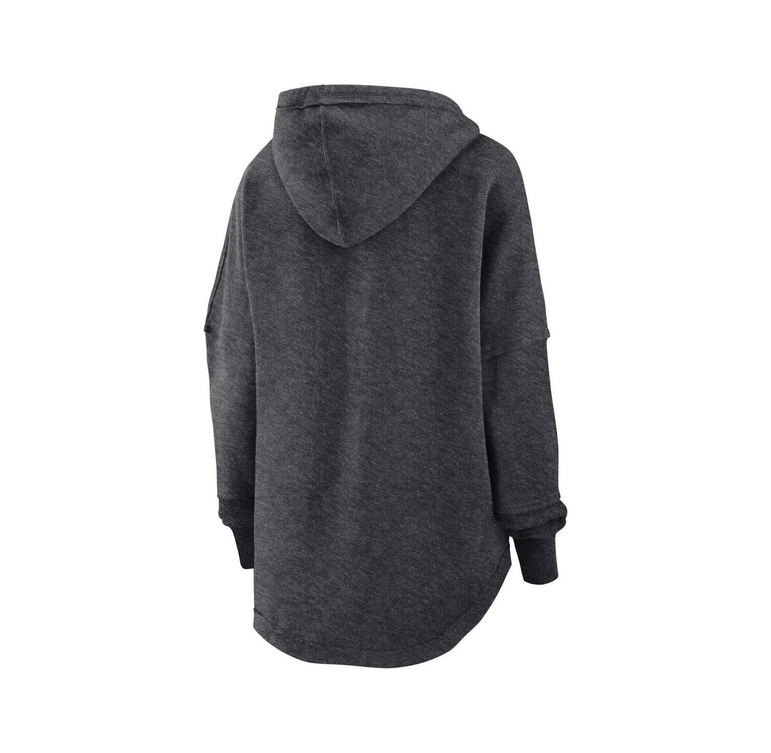 Women's Heather Charcoal Distressed San Francisco Giants Luxe Pullover Hoodie