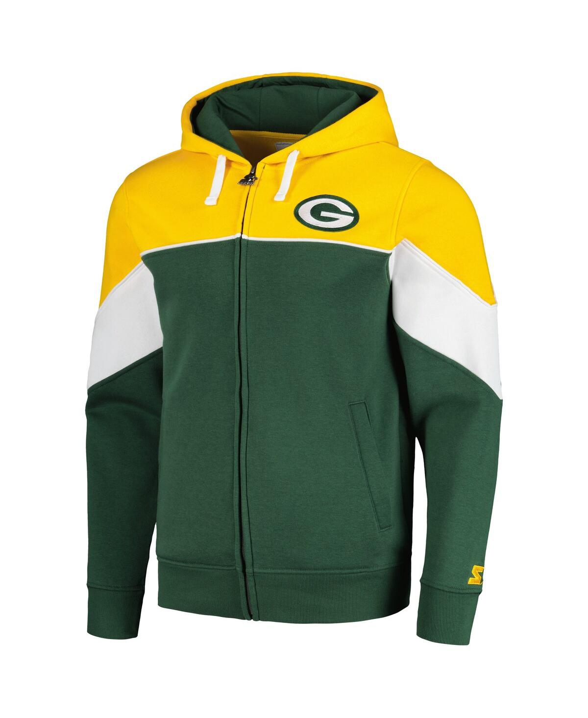 Shop Starter Men's  Green, Gold Green Bay Packers Running Back Full-zip Hoodie In Green,gold