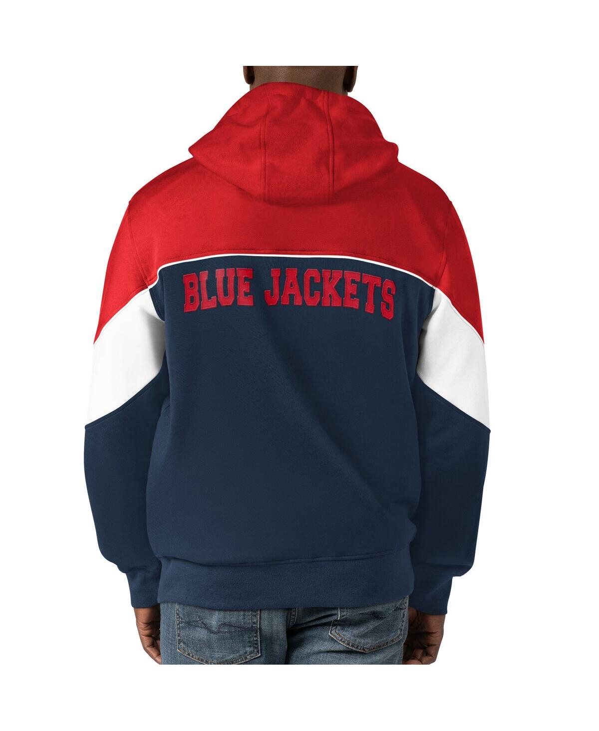 Starter Men's  Navy, Red Columbus Blue Jackets Power Forward Full-zip Hoodie In Navy,red