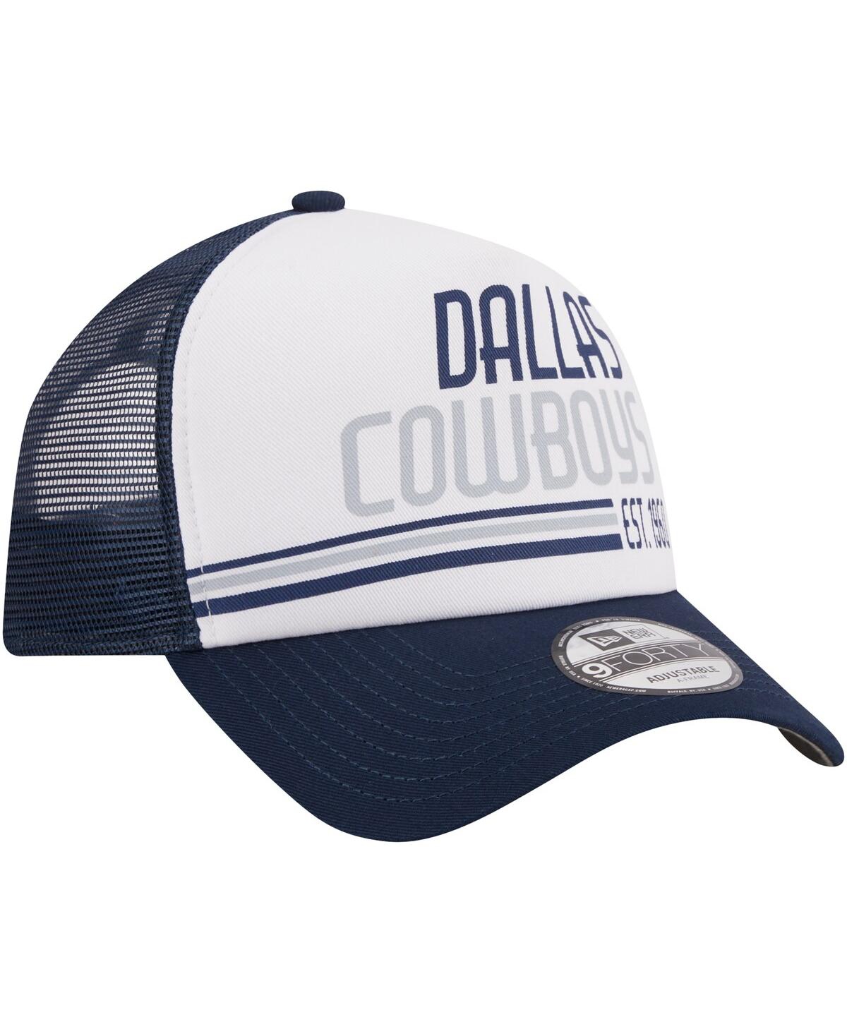 Men's New Era Navy Dallas Cowboys Stacked A-Frame Trucker 9FORTY Adjustable Hat - Navy