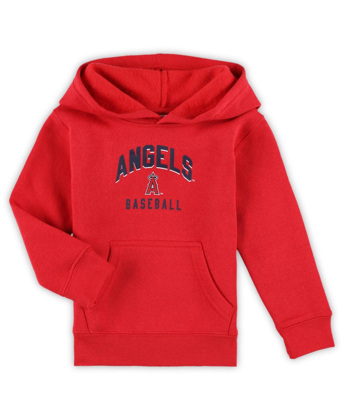 Shop Outerstuff Toddler Boys And Girls Red, Gray Los Angeles Angels Play-by-play Pullover Fleece Hoodie And Pants Se In Red,gray