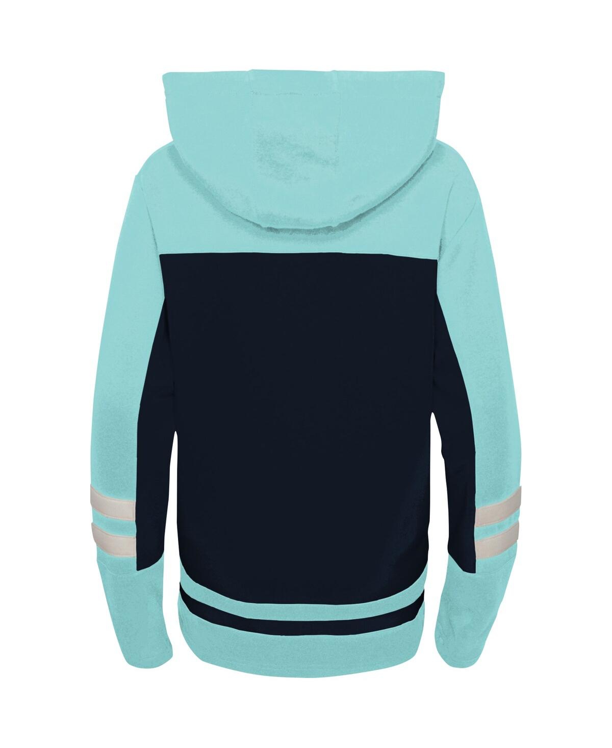 Preschool Boys and GirlsSeattle Kraken Ageless Revisited Lace-Up V-Neck Pullover Hoodie - Navy