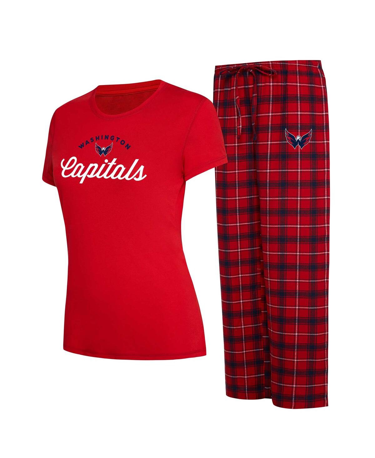 Shop Concepts Sport Women's  Red, Navy Washington Capitals Arctic T-shirt And Pajama Pants Sleep Set In Red,navy
