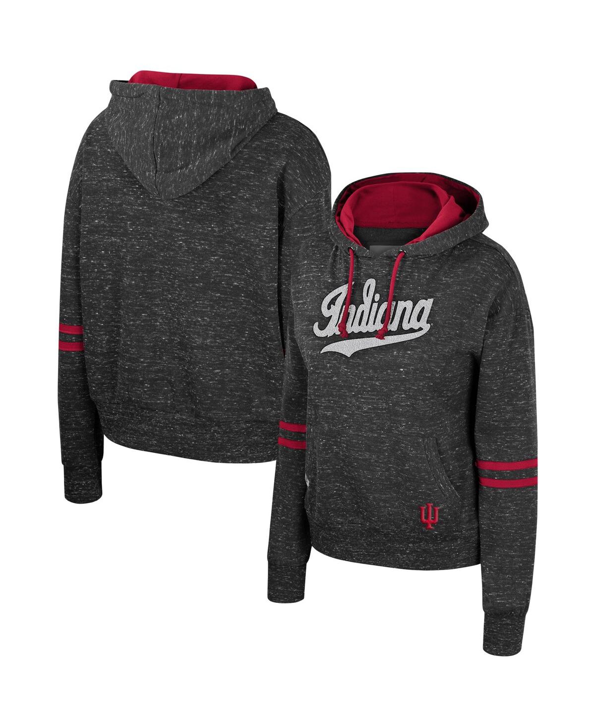 Women's Colosseum Charcoal Indiana Hoosiers Catherine Speckle Pullover Hoodie - Charcoal