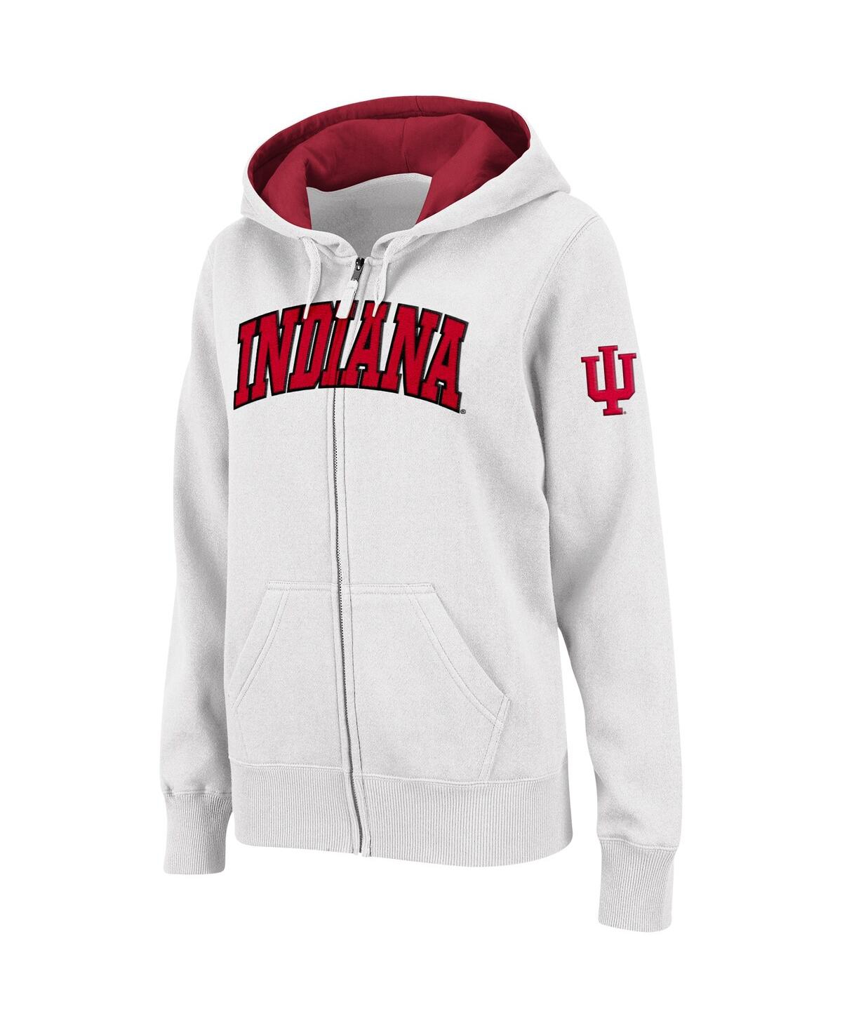 Shop Colosseum Women's  White Indiana Hoosiers Arched Name Full-zip Hoodie