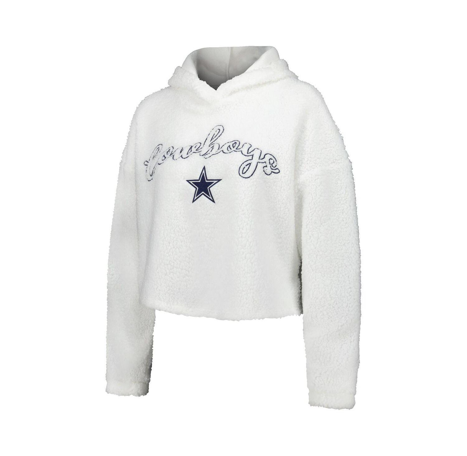 Women's White Dallas Cowboys Fluffy Pullover Sweatshirt and Shorts Sleep Set