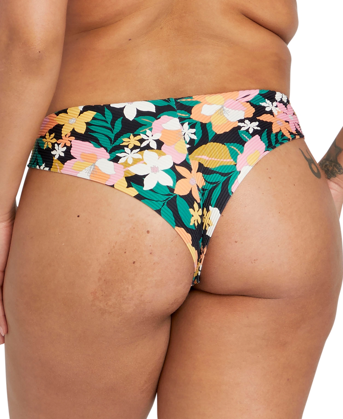 Shop Volcom Juniors' Had Me At Aloha Cheeky Bikini Bottoms In Multi