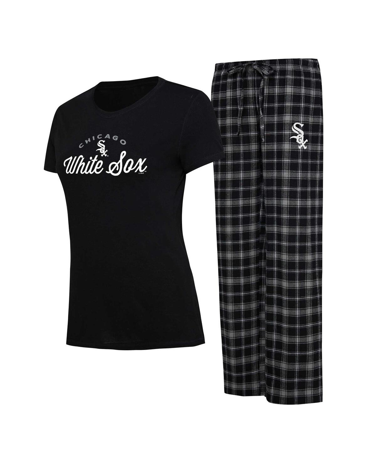 Shop Concepts Sport Women's  Black, Gray Chicago White Sox Arctic T-shirt And Flannel Pants Sleep Set In Black,gray