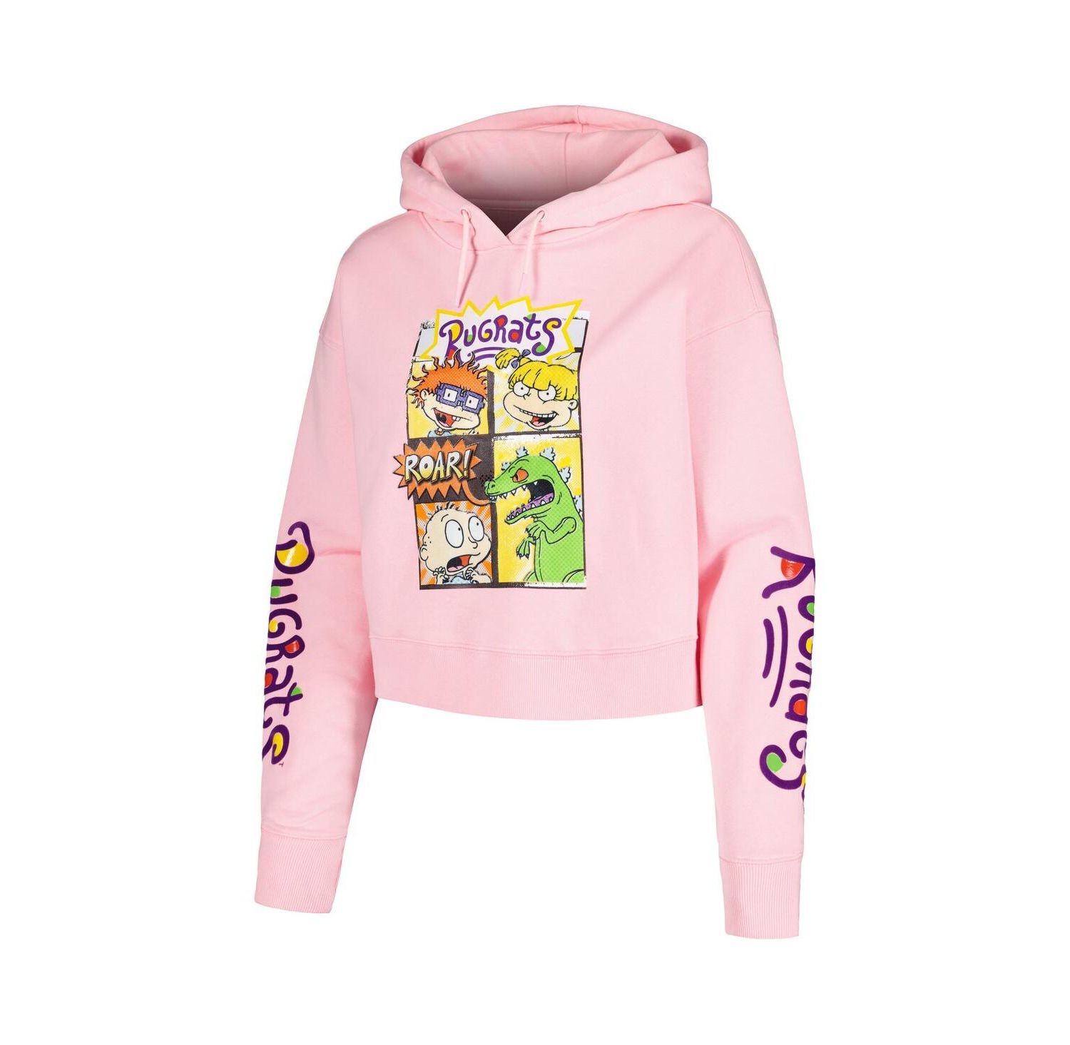 Men's and Women's Pink Rugrats Comic Strip Cropped Pullover Hoodie