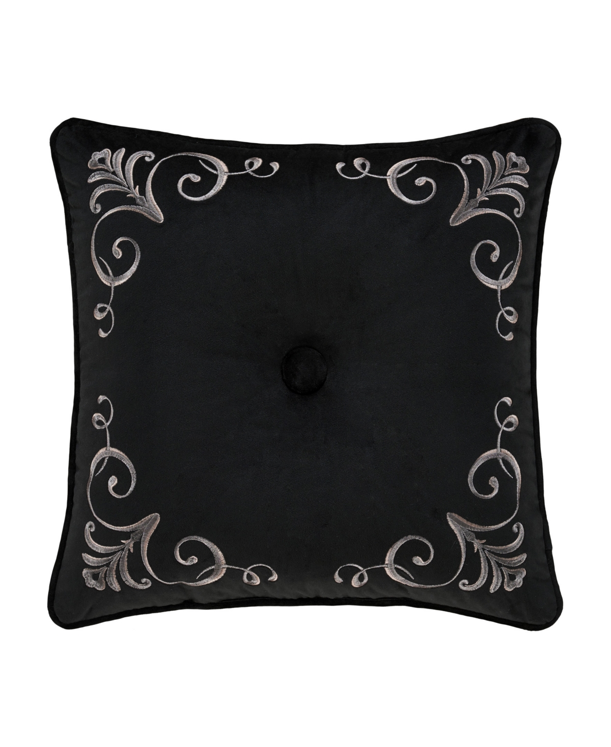 Five Queens Court Davinci Square Decorative Throw Pillow, 18" X 18" In Black