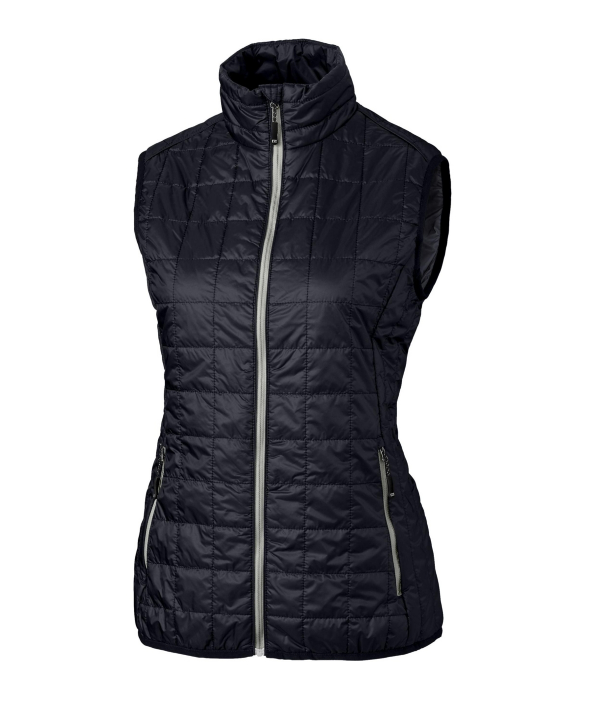 Rainier PrimaLoft Womens Plus Size Eco Insulated Full Zip Puffer Vest - Dark navy/silver